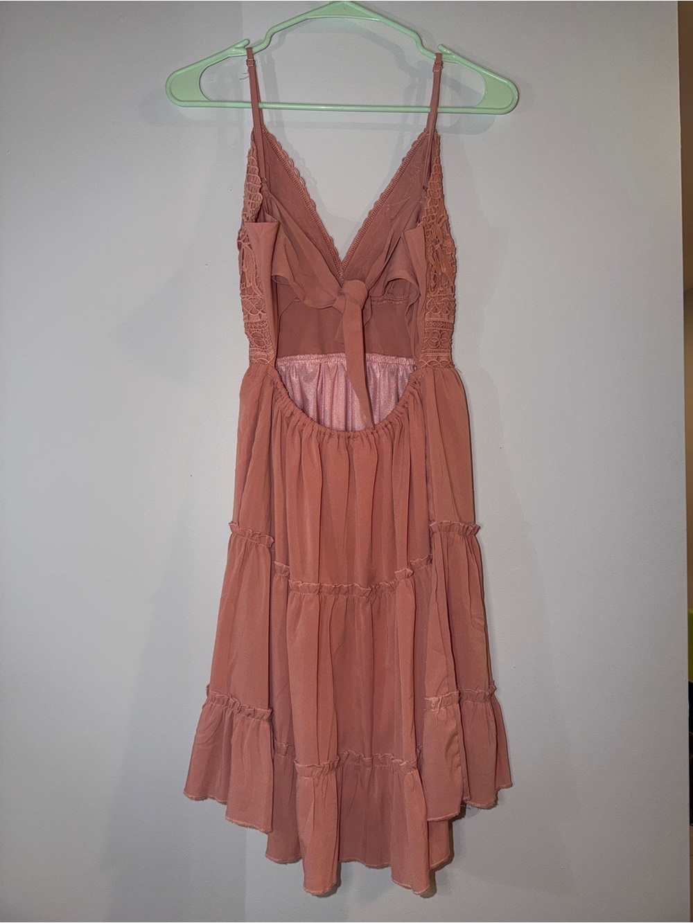 Lace-Detail Spaghetti Strap Midi Dress in Dusty Rose - Picture 4 of 7